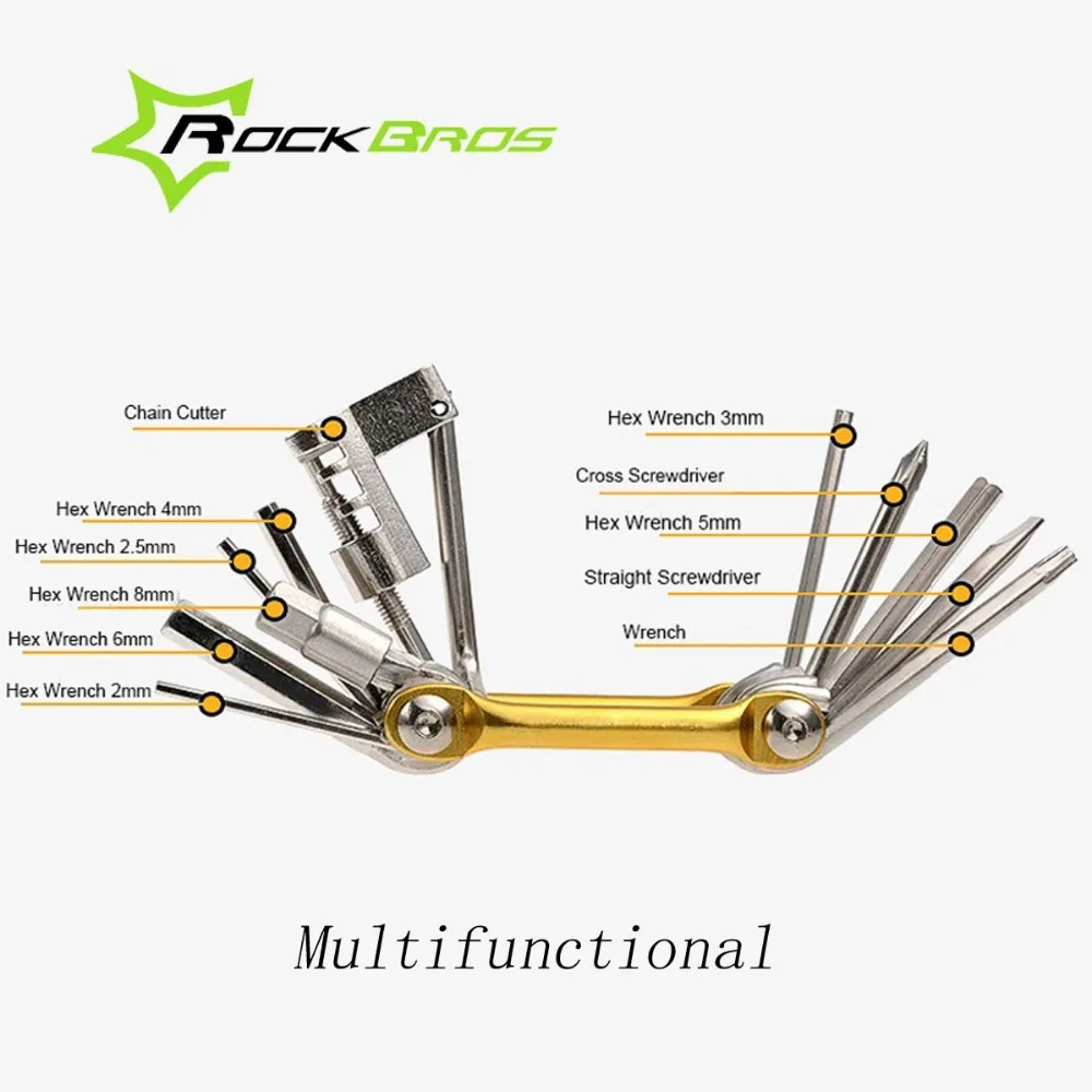 ROCKBROS Multifunctional Bicycle Repair Folding Tools Sets Kit Wrench Screwdriver Chain Cutter Portable MTB Bike Accessories | Спорт и