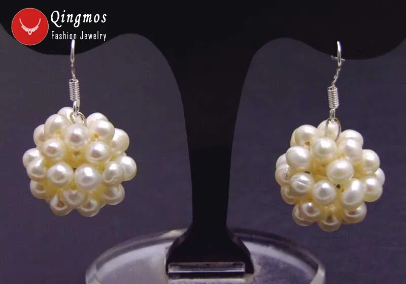 Qingmos Natural Pearl Earring for Women with 4-5mm White Pearl Handwork Weaving Round Dangle Ball Earring Fashion jewelry Ear478
Qingmos Natural Pearl Earring for Women with 4-5mm White Pearl Handwork Weaving Round Dangle Ball Earring Fashion jewelry Ear478