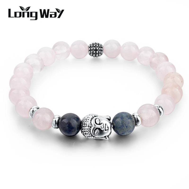 LongWay Pink Natural Stone Beads Buddha Bracelets Bangles Silver Color Jewelry Elastic Charm Bracelets For Women SBR150249
LongWay Pink Natural Stone Beads Buddha Bracelets Bangles Silver Color Jewelry Elastic Charm Bracelets For Women SBR150249