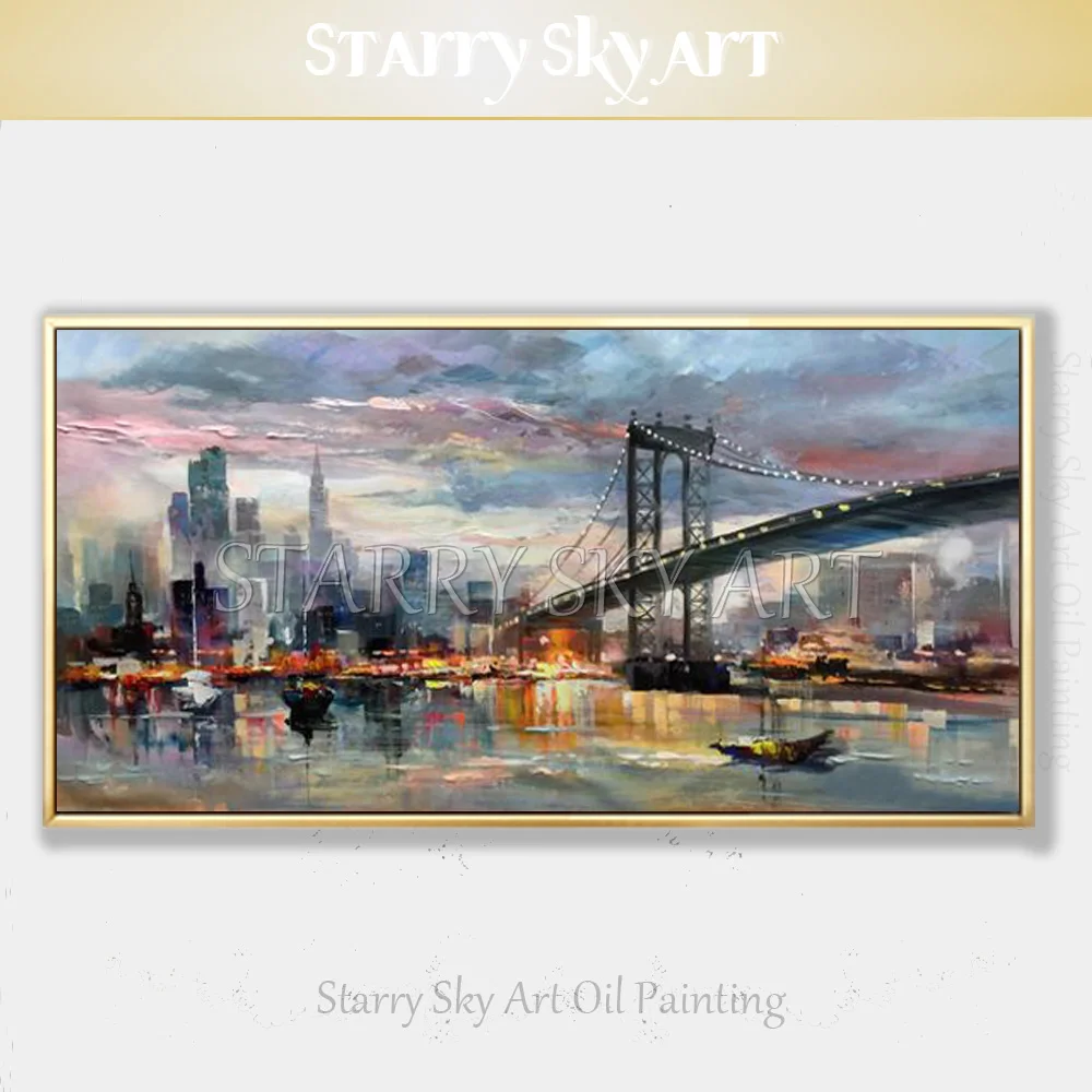 City Landscape Hand-painted High Quality Contemporary New York Skyscrapers Oil Painting on Canvas New York Bridge Oil Painting
City Landscape Hand-painted High Quality Contemporary New York Skyscrapers Oil Painting on Canvas New York Bridge Oil Painting