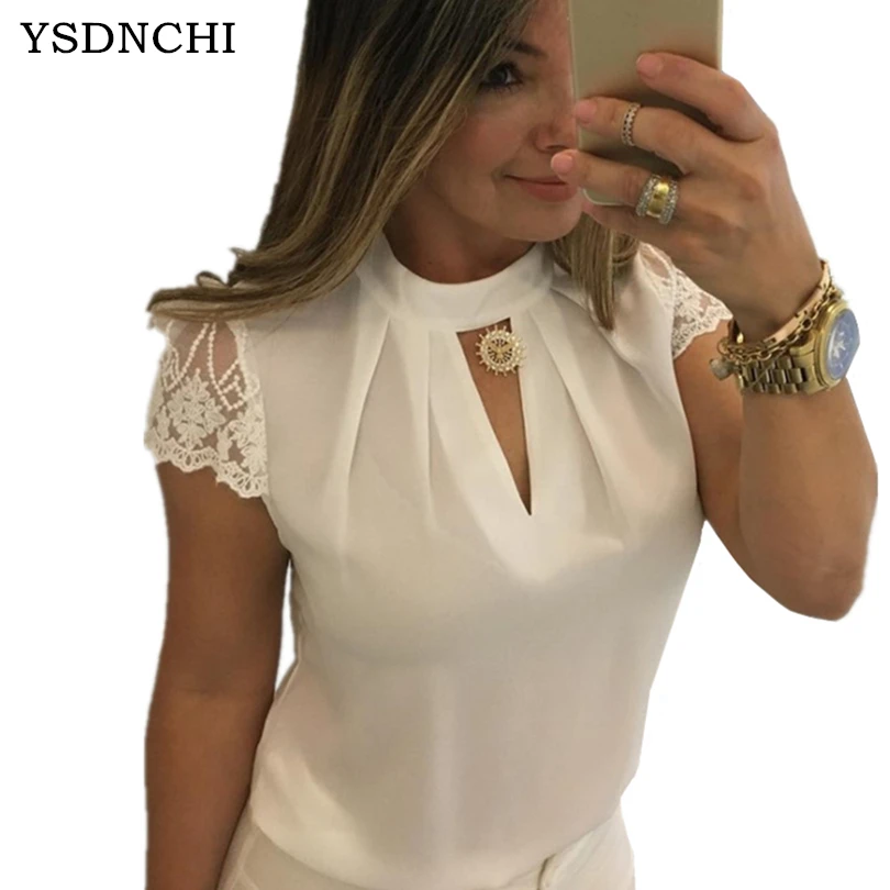 YSDNCHI Summer Women Casual Hollow Chiffon Shirts Sexy Blouses Short Sleeve Splice Lace Tops Blusas Mujer
YSDNCHI Summer Women Casual Hollow Chiffon Shirts Sexy Blouses Short Sleeve Splice Lace Tops Blusas Mujer