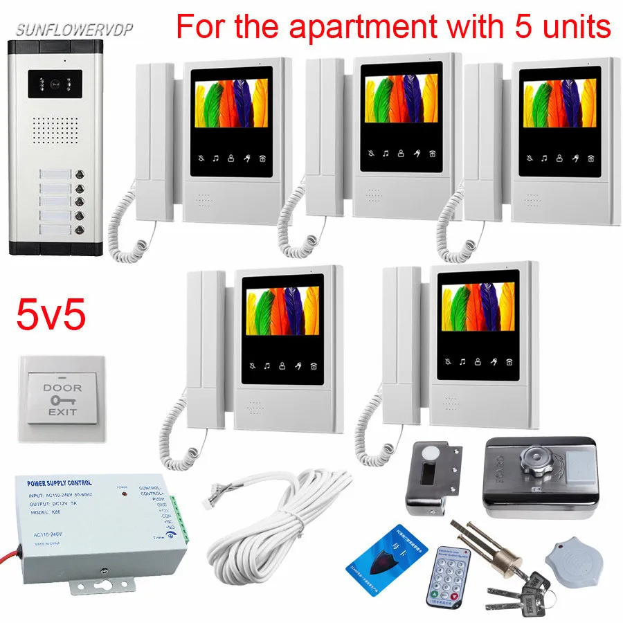 5 Buttons Video Goalkeeper Video Doorbell 5 Pcs 4.3" Color Handle&Hands-free Doorbell With Camera+Rfid Card Lock Intercom Wired
5 Buttons Video Goalkeeper Video Doorbell 5 Pcs 4.3" Color Handle&Hands-free Doorbell With Camera+Rfid Card Lock Intercom Wired