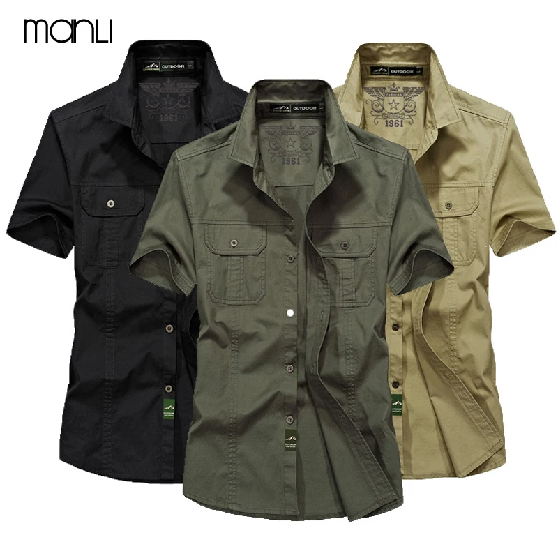 MANLI Outdoor Men's Summer Shirts Brand Short Sleeve Shirt 100% Pure Cotton Army Green Clothing Fishing Trekking Hiking Coat
MANLI Outdoor Men's Summer Shirts Brand Short Sleeve Shirt 100% Pure Cotton Army Green Clothing Fishing Trekking Hiking Coat