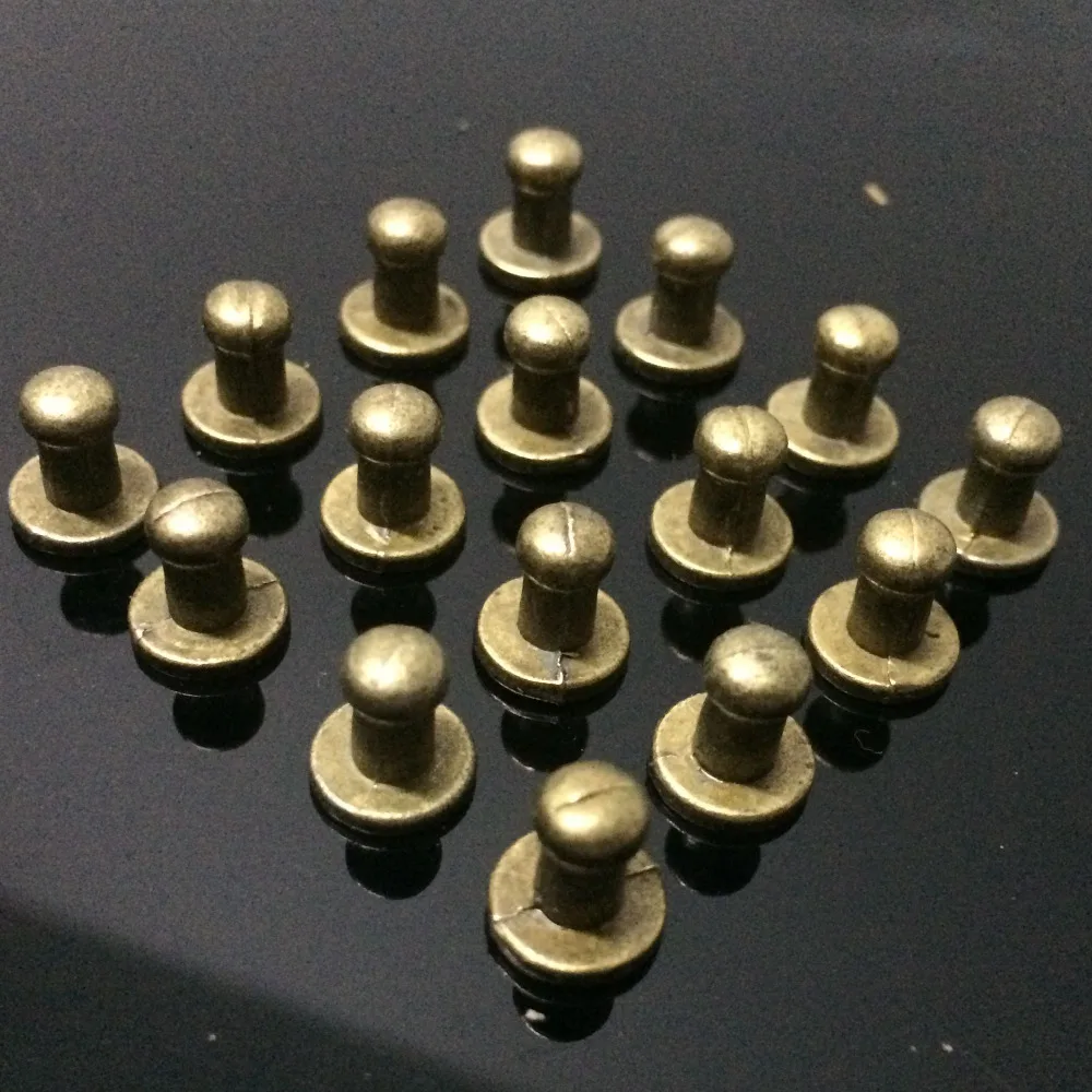 

New 100Pcs 8X5X8MM Bronze Round Bottom Screw Spikes Metal Studs Rivets Screwback Spots Cone Leather Craft Spikes Fit DIY Making