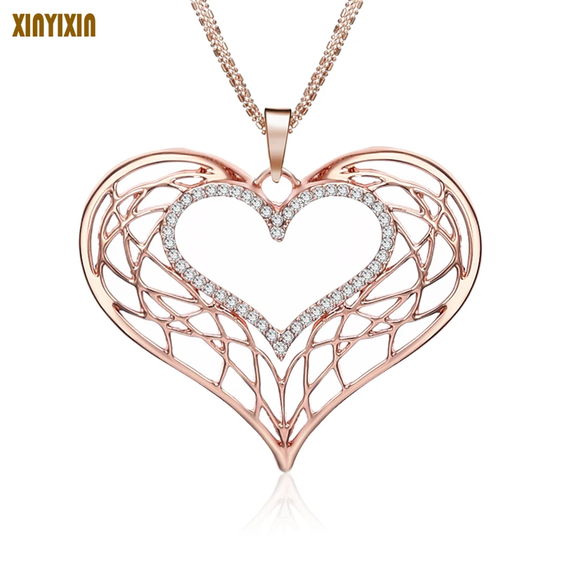 Elegant Exaggerated Heart Necklaces Pendant Women Hollow Crystal Rose Gold Big Heart Long Necklace 2018 Party Christmas Gifts
Elegant Exaggerated Heart Necklaces Pendant Women Hollow Crystal Rose Gold Big Heart Long Necklace 2018 Party Christmas Gifts