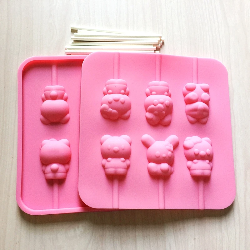 New Style (1set/lot) Silicone Lollipop Cakepop Mold 6 Cartoon Chocolate Mold Lovely Fondant Cake Mold DIY Bakeware Tool
New Style (1set/lot) Silicone Lollipop Cakepop Mold 6 Cartoon Chocolate Mold Lovely Fondant Cake Mold DIY Bakeware Tool