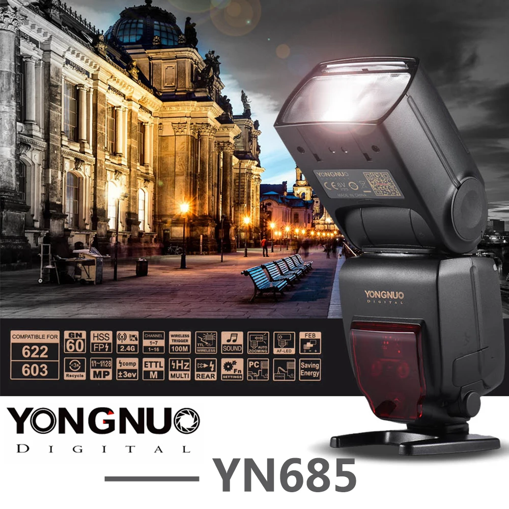 Светодиодная лампа для видеосъемки YONGNUO YN685 Беспроводной 2 4G HSS ttl Вспышка Speedlite Canon
