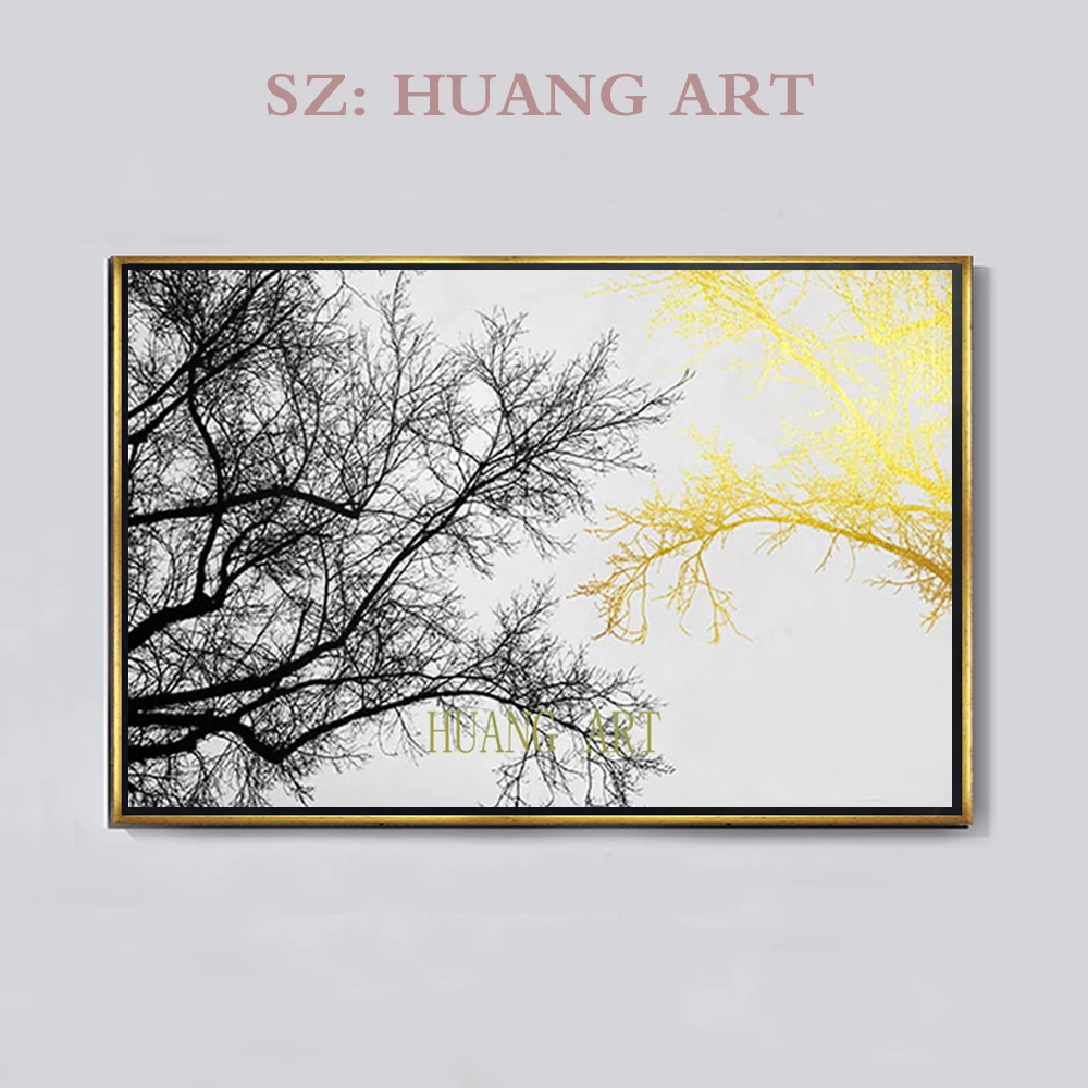 

Selling handmade oil painting scenery best gold tree pole rich modern lobby cafe poster abstract paintings decorated hall