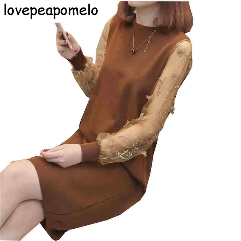 2018 Spring and Autumn New Knit Round Neck Long Sleeve Lace Perspective Stitching Solid Color Korean Women's Dresses D232
2018 Spring and Autumn New Knit Round Neck Long Sleeve Lace Perspective Stitching Solid Color Korean Women's Dresses D232