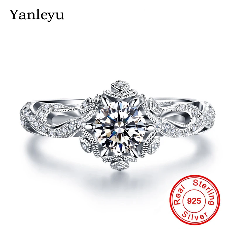 Yanleyu Luxury Vintage Jewelry Hollow Ring 925 Sterling Silver 6.75mm Round Cubic Zirconia Engagement Wedding Ring Women PR299
Yanleyu Luxury Vintage Jewelry Hollow Ring 925 Sterling Silver 6.75mm Round Cubic Zirconia Engagement Wedding Ring Women PR299