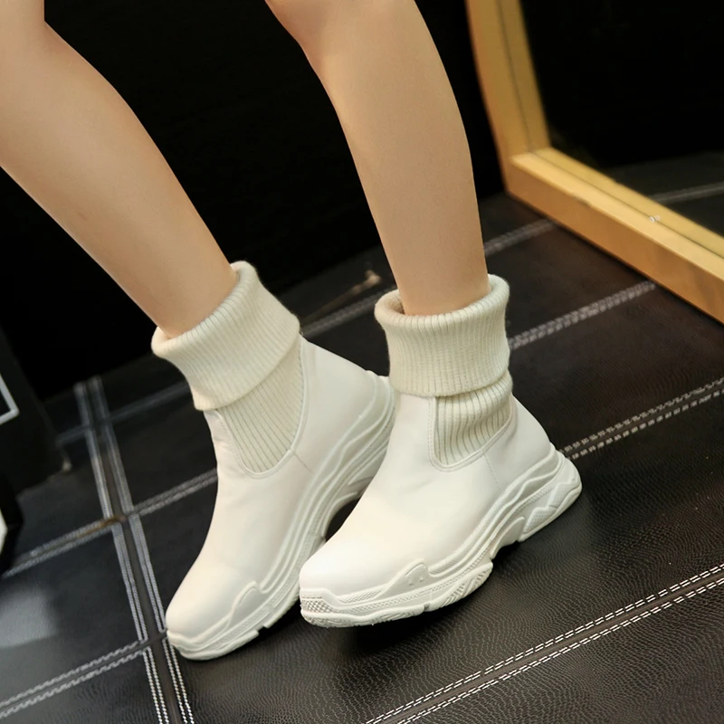 WETKISS Platform Women Boots Round Toe Footwear Knitting Stretch Female Boot Fashion Casual Ankle Shoes Women 2018 Winter
WETKISS Platform Women Boots Round Toe Footwear Knitting Stretch Female Boot Fashion Casual Ankle Shoes Women 2018 Winter