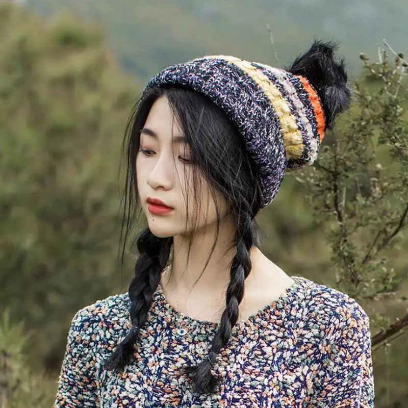 Newest Autumn Winter Knitted Wool Lady Fashion Hat Colored Stripes and Velvet Warm Thickening Pompom Ball for Women Caps
Newest Autumn Winter Knitted Wool Lady Fashion Hat Colored Stripes and Velvet Warm Thickening Pompom Ball for Women Caps