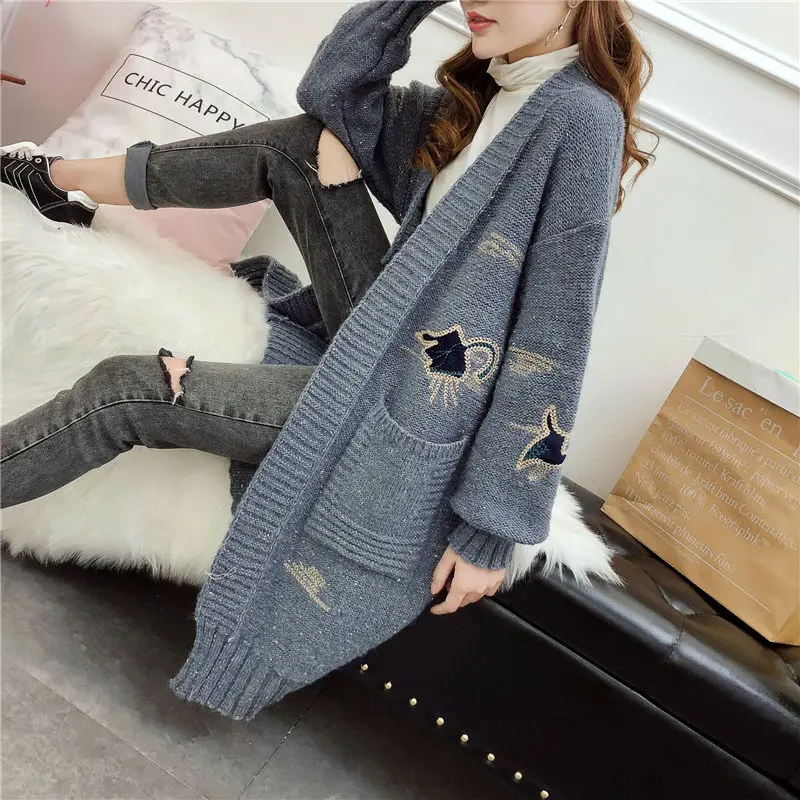 2018 Autumn Winter New Long Knit Cardigan Women's Korean Loose Large Size Was Thin Female Print Thick Sweater Coat LQ527
2018 Autumn Winter New Long Knit Cardigan Women's Korean Loose Large Size Was Thin Female Print Thick Sweater Coat LQ527