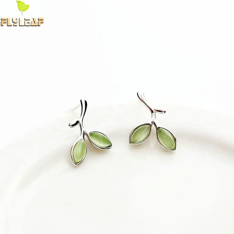 Flyleaf 100% 925 Sterling Silver Green Opal Leaves Buds Stud Earrings For Women Prevent Allergy Fashion Jewelry
Flyleaf 100% 925 Sterling Silver Green Opal Leaves Buds Stud Earrings For Women Prevent Allergy Fashion Jewelry
