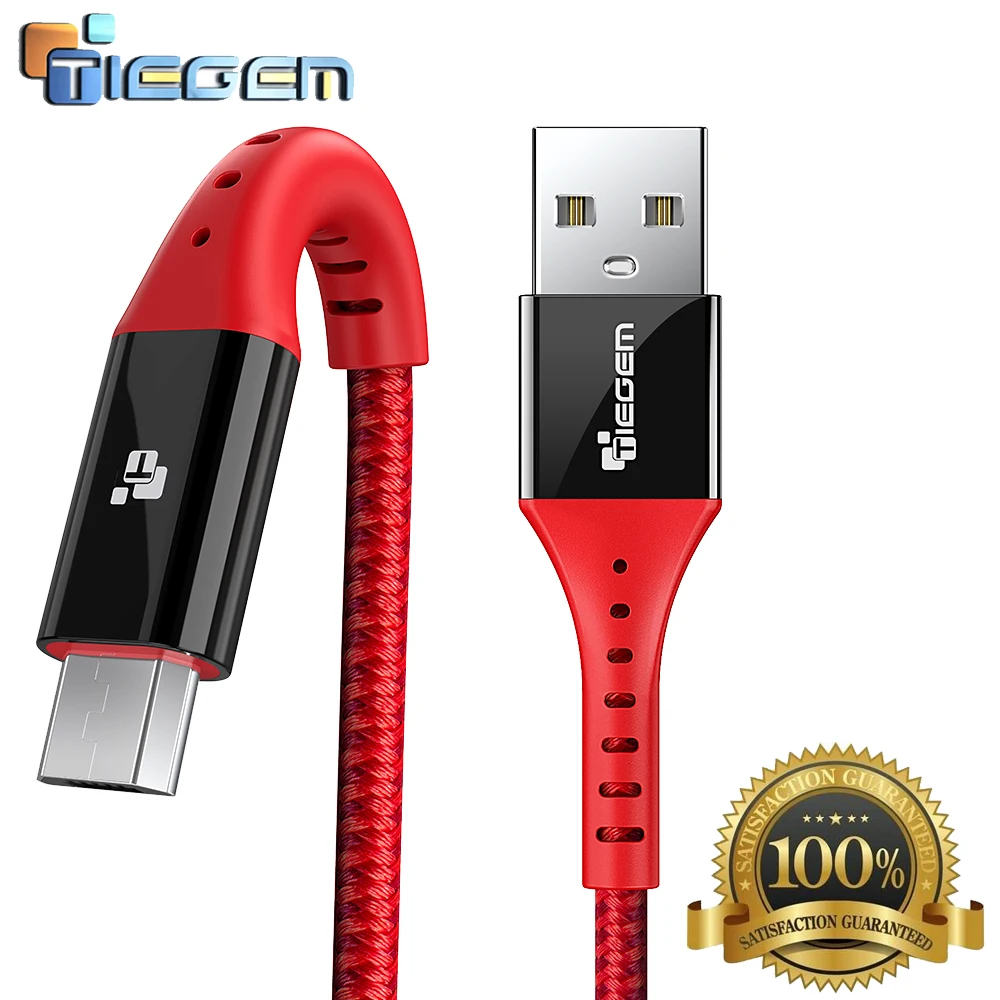 

TIEGEM 2A Micro USB Cable Nylon Braided 1m Fast Charging Data Cable for Samsung S7 edge Huawei HTC Android Mobile Phone Cable