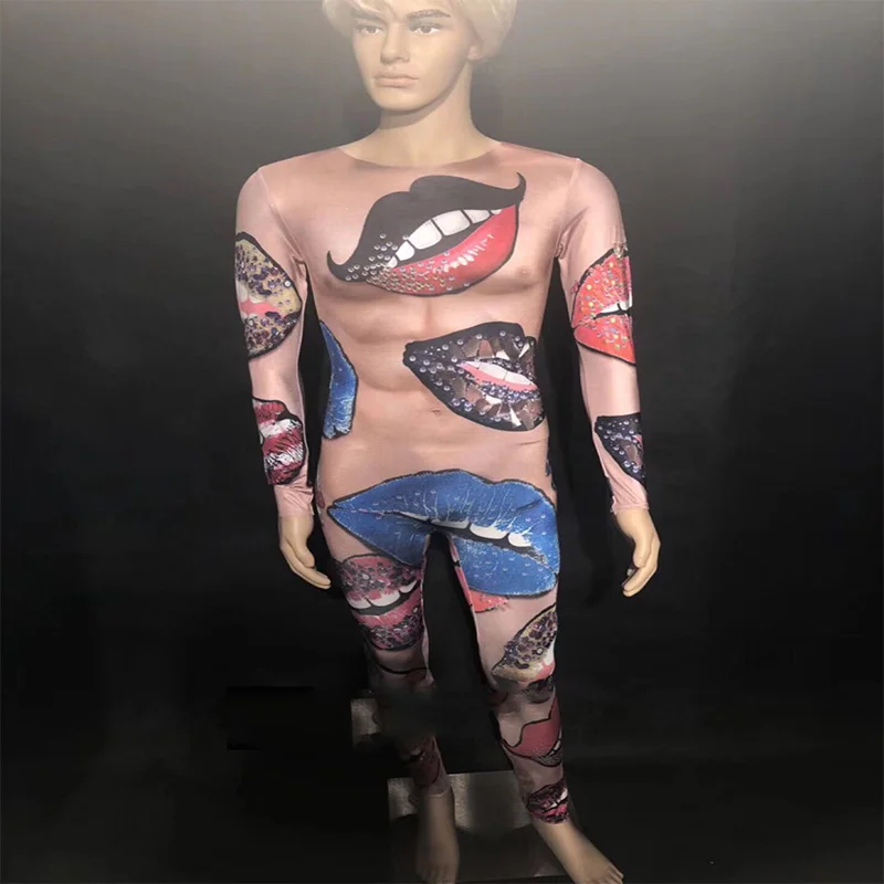 Men's Lips Bodysuit Nightclub Dj Sexy Performances Costume Men's Stage Costume One-piece Skinny Rompers Underwear Dance Outfit
Men's Lips Bodysuit Nightclub Dj Sexy Performances Costume Men's Stage Costume One-piece Skinny Rompers Underwear Dance Outfit