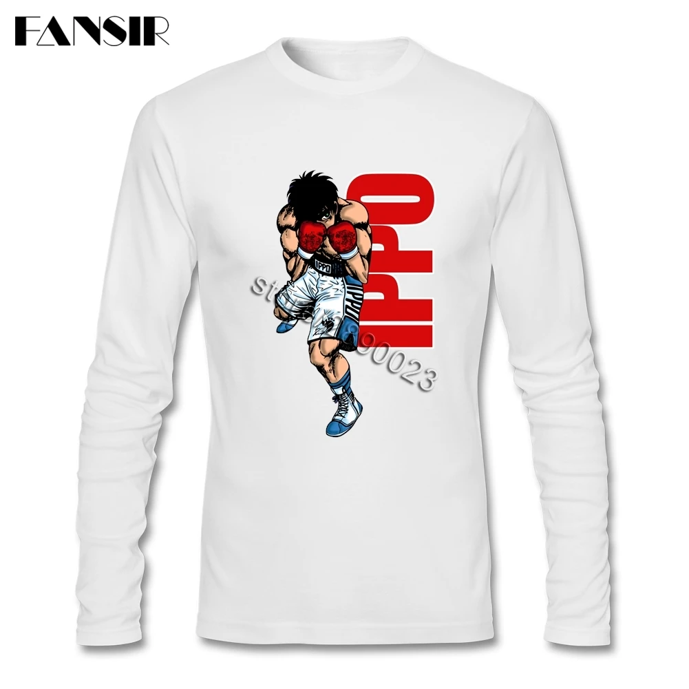 Модные мужские футболки Hajime No Ippo хлопковая Футболка с круглым вырезом и длинным