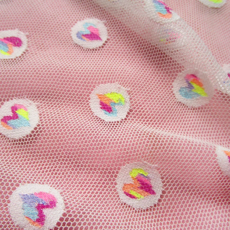 Newest Cute Colorful Love Heart Lace fabric Strench Embroidered Mesh Fabric Fashion Lingerie Apparel Sewing Net Cloth Tissue
Newest Cute Colorful Love Heart Lace fabric Strench Embroidered Mesh Fabric Fashion Lingerie Apparel Sewing Net Cloth Tissue