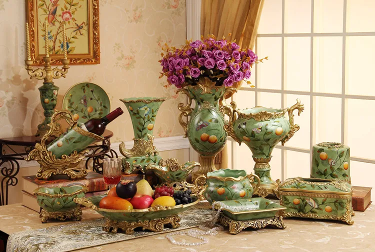 European style retro ceramic vase ceramic ornaments Decor dining room TV cabinet wedding gift gift