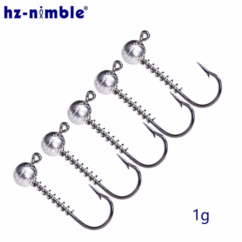 HZ NIMBLE 10 шт./лот открытые Lead Jig Head 1g с зазубринами мягкие приманки отсадочные крючок