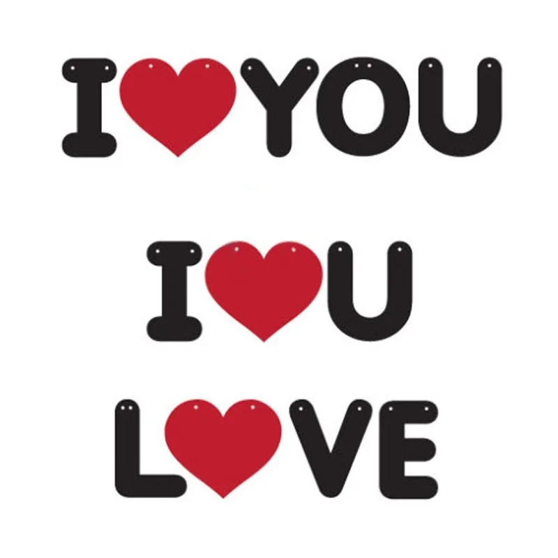 1 комплект черный и красный цвета надпись I LOVE YOU Вымпел флаг украшение для свадьбы