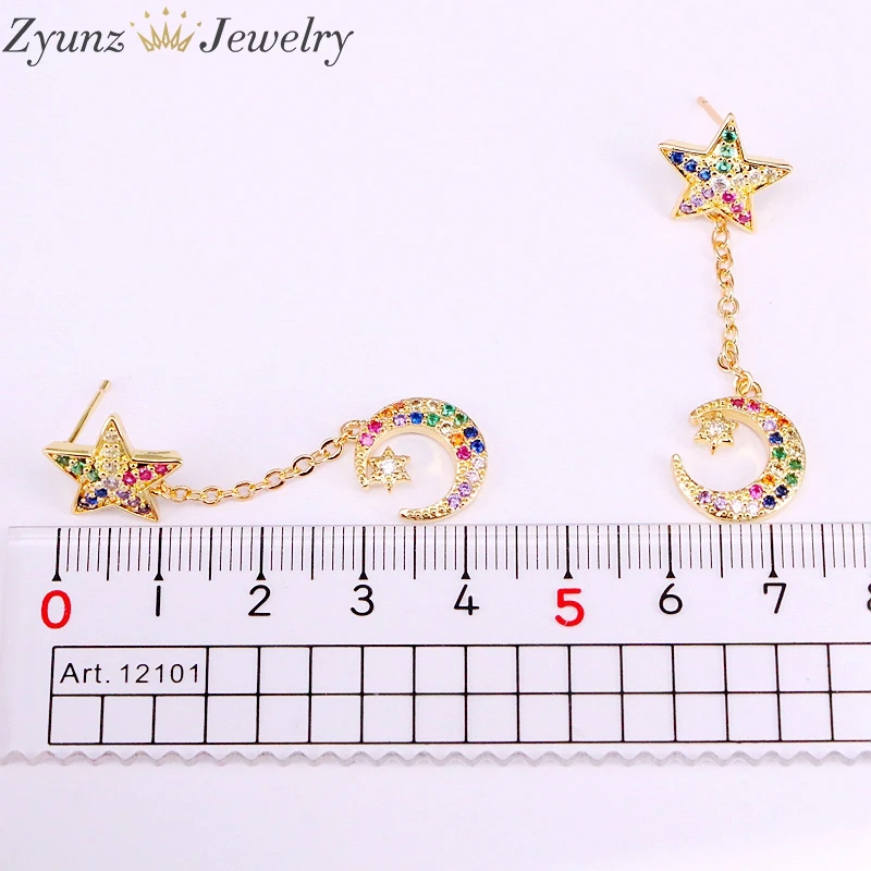 6Pairs, Star & Crescent Moon Tassel Chain Dangle Elegant CZ Colorful Zirconia Women Jewelry Fashion Drop Earrings
6Pairs, Star & Crescent Moon Tassel Chain Dangle Elegant CZ Colorful Zirconia Women Jewelry Fashion Drop Earrings