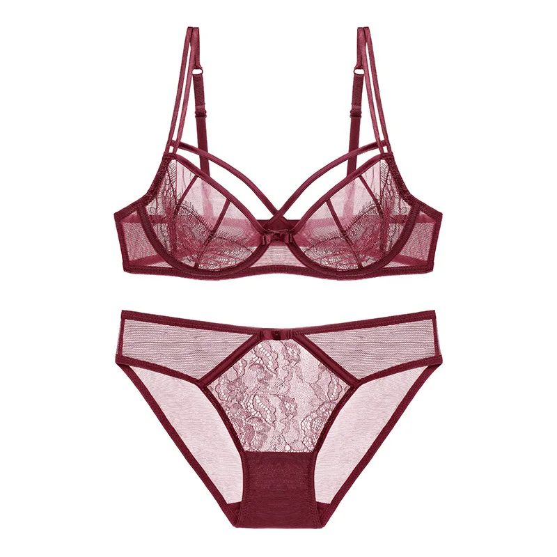Sexy Ventilation lingerie Lace Ultrathin Transparent Ma'am Bras Suit