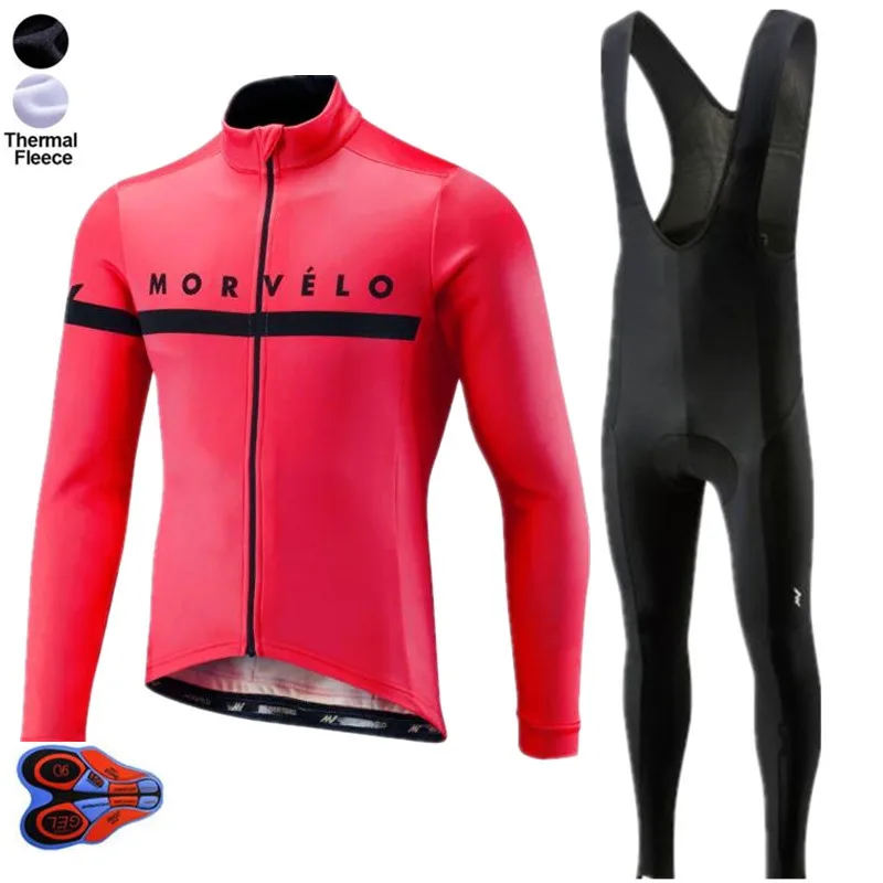 Зимние Morvelo велосипедной команды комплект 9d гелевая накладка с длинным рукавом