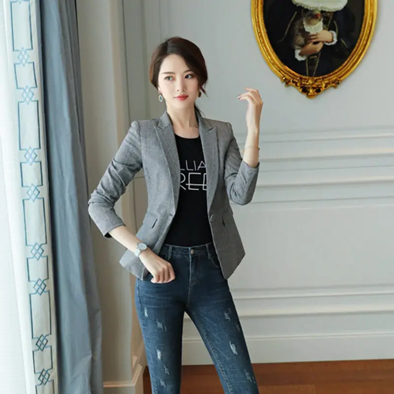 Suit Jacket Female 2019 Spring Autumn New Fashion Short Houndstooth Casual Blazers Single Button Women Office Suit Coat LQ694
Suit Jacket Female 2019 Spring Autumn New Fashion Short Houndstooth Casual Blazers Single Button Women Office Suit Coat LQ694