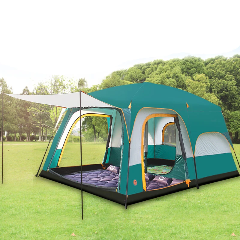 New version ultralarge double layer 5-8 person use one hall two bedroom outdoor family party camping tent
New version ultralarge double layer 5-8 person use one hall two bedroom outdoor family party camping tent