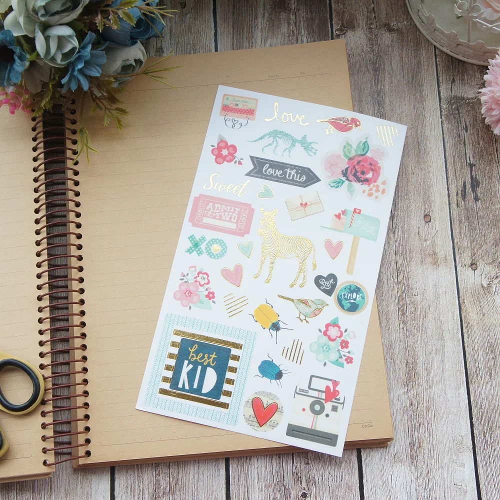 1 sheet gold zebra summer flower heart Paper sticker as Scrapbooking DIY gift packing Label Decoration Tag party Decoration
1 sheet gold zebra summer flower heart Paper sticker as Scrapbooking DIY gift packing Label Decoration Tag party Decoration