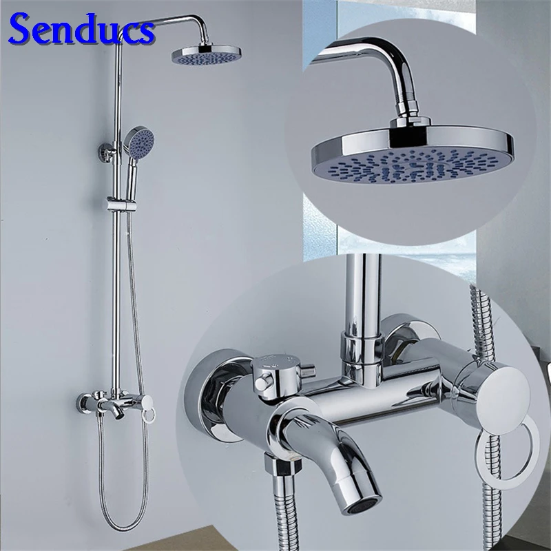 Senducs Bathroom Chrome Shower Set Quality Brass Bathroom Mixer Tap Round Shower Head Polished Chrome Bathroom Shower System
Senducs Bathroom Chrome Shower Set Quality Brass Bathroom Mixer Tap Round Shower Head Polished Chrome Bathroom Shower System