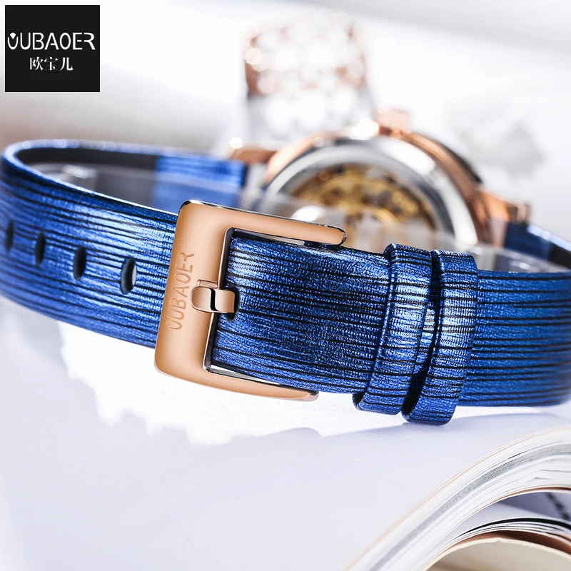 Luxury Top Brand OUBAOER Women Watch Rhinestone Skeleton Automatic Mechanical Watches Woman Fashion Bracelet Blue Ladies Watches
Luxury Top Brand OUBAOER Women Watch Rhinestone Skeleton Automatic Mechanical Watches Woman Fashion Bracelet Blue Ladies Watches