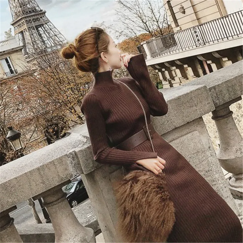 Autumn Winter Women Dresses 2018 New Mid-Long Knitted Female Dresses Over Knee Bag Hip High Collar Pullover Ladies Dresses Cw589
Autumn Winter Women Dresses 2018 New Mid-Long Knitted Female Dresses Over Knee Bag Hip High Collar Pullover Ladies Dresses Cw589