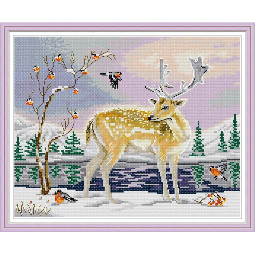 NKF Elk and Birds Cross Stitch Kits 11CT 14CT Chinese Embroidery Needlework Set Cross Stitch Pattern for Home Decor
NKF Elk and Birds Cross Stitch Kits 11CT 14CT Chinese Embroidery Needlework Set Cross Stitch Pattern for Home Decor