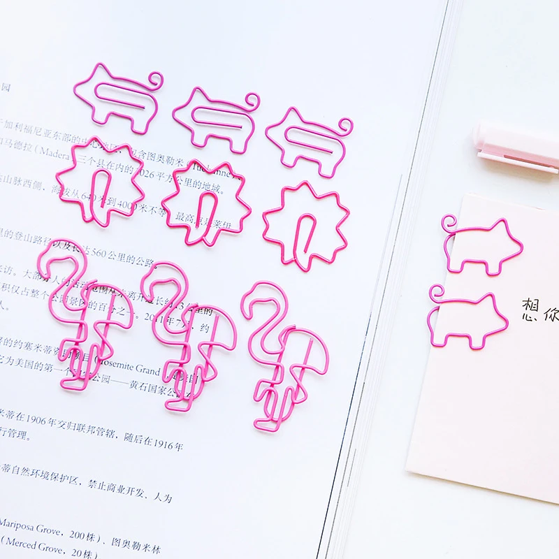 10 штук пакет Kawaii розовый мультфильм свинья цветок Фламинго Форма металлические