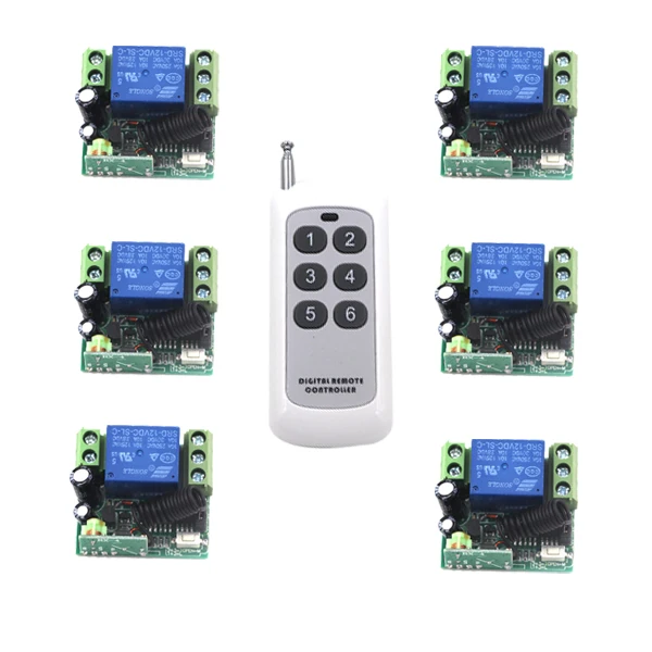 DC 12V 10A 6 Receivers, RF 1 Channel Wireless Remote Control Switch System, Automation Controller SKU: 5250
DC 12V 10A 6 Receivers, RF 1 Channel Wireless Remote Control Switch System, Automation Controller SKU: 5250