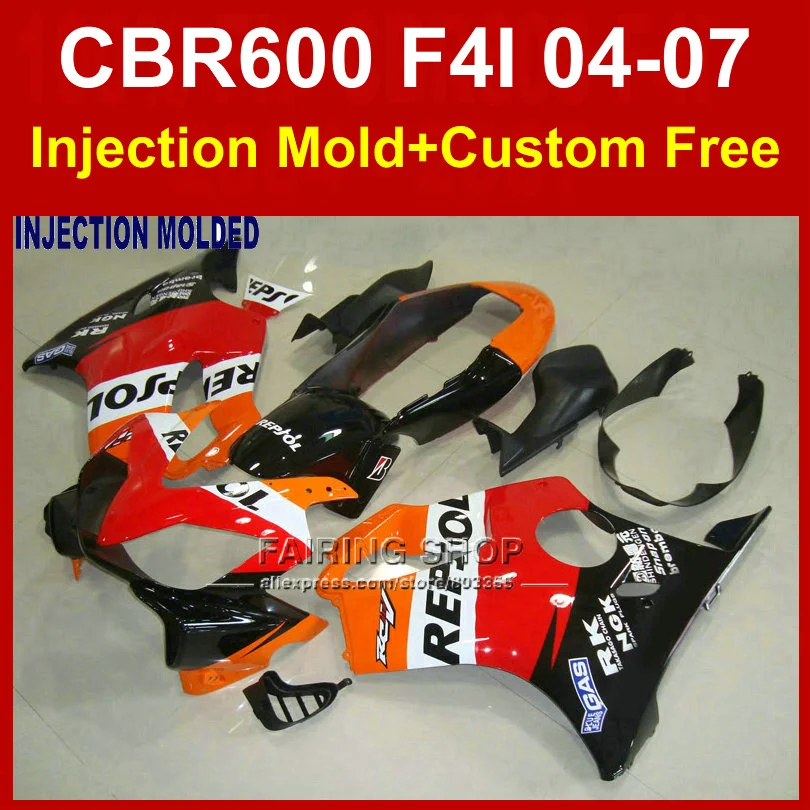 REPSOL Customize bodykit for HONDA CBR600 F4I 2004 2005 2006 2007 cbr600 f4i Injection fairings CBR600 f4i 04-07 fairing kit
REPSOL Customize bodykit for HONDA CBR600 F4I 2004 2005 2006 2007 cbr600 f4i Injection fairings CBR600 f4i 04-07 fairing kit