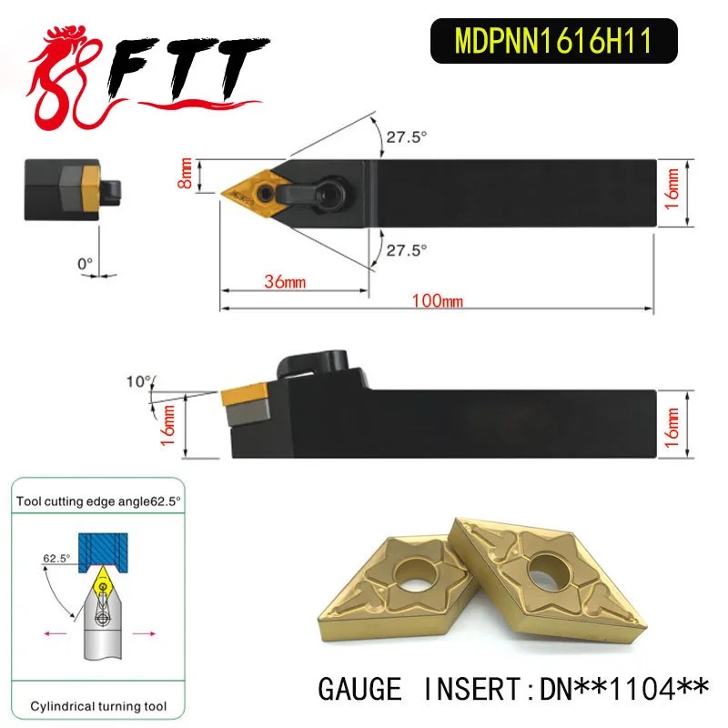 MDPNN1616H11 62.5 Degree External Turning Tool Holder For DNMG110404 DNMG110408 Used on CNC Lathe Machine
MDPNN1616H11 62.5 Degree External Turning Tool Holder For DNMG110404 DNMG110408 Used on CNC Lathe Machine