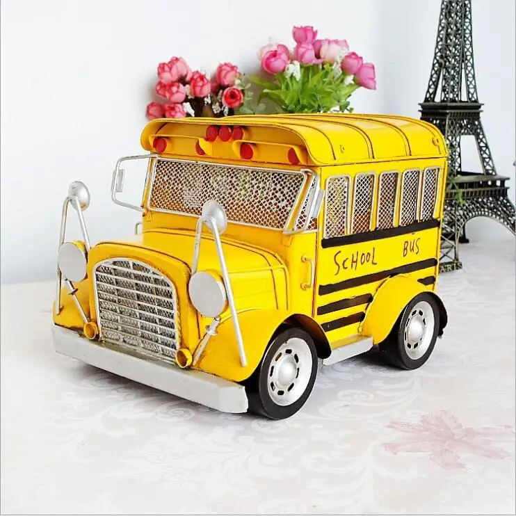 European retro nostalgia metal old school bus storage box craft model decoration restaurant bar window display
European retro nostalgia metal old school bus storage box craft model decoration restaurant bar window display