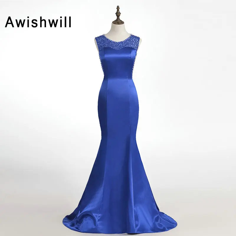 Custom Made Sleeveless See Through Back Beadings Satin Mermaid Party Long Dress for Prom Royal Blue Red Evening Gowns
Custom Made Sleeveless See Through Back Beadings Satin Mermaid Party Long Dress for Prom Royal Blue Red Evening Gowns