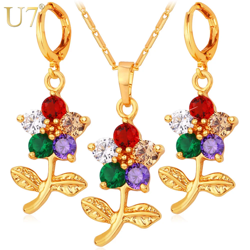 U7 Cubic Zirconia Indian Jewelry Sets For Women Gold/Silver Color Flower Rose Crystal Earrings Necklace Set Women S692
U7 Cubic Zirconia Indian Jewelry Sets For Women Gold/Silver Color Flower Rose Crystal Earrings Necklace Set Women S692