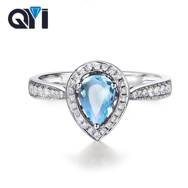 QYI Pear Cut 1.0 ct Natural blue topaz Engagement wedding ring 925 sterling silver Gemstone Jewelry Free shipping Shine rings
QYI Pear Cut 1.0 ct Natural blue topaz Engagement wedding ring 925 sterling silver Gemstone Jewelry Free shipping Shine rings