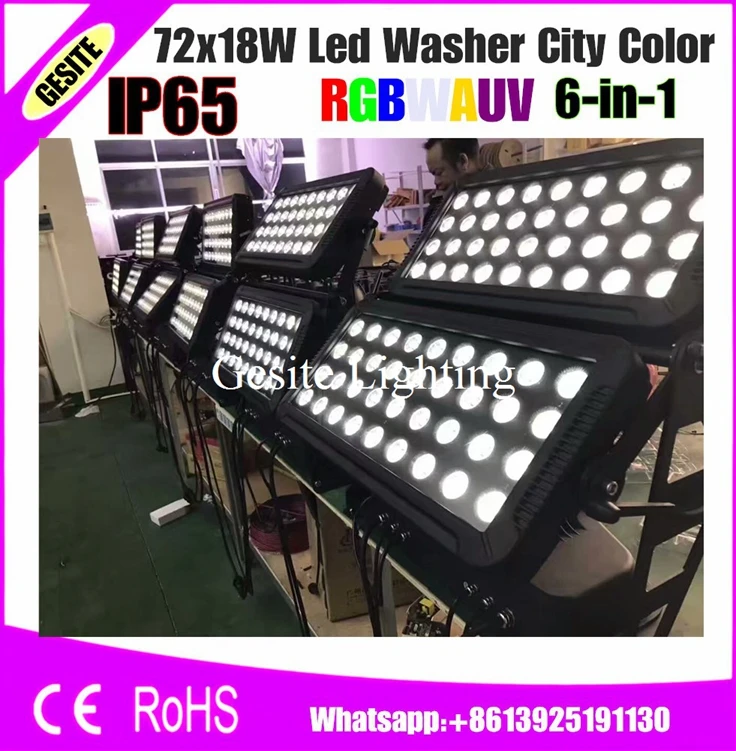 1 шт. светодиодная настенная шайба ip65 огни 72x18Watt rgbwy uv 6 в светодиоды наружная Led