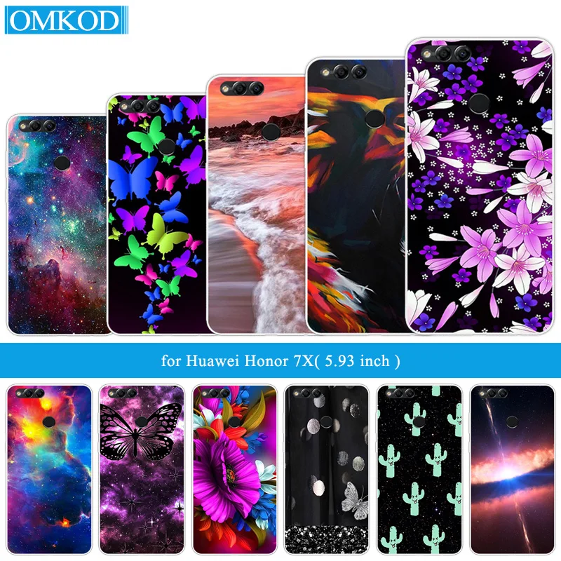 Силиконовые чехлы для Huawei Honor 7X 5 93 дюймов 7 X черный матовый чехол телефона DIY 7x Fundas