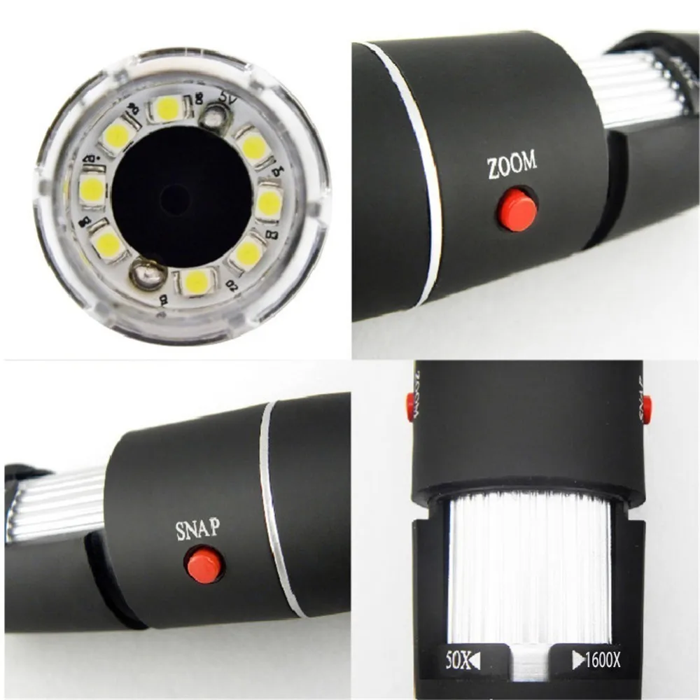 Portable Microscope 500X 1000X 1600X 8 LED Digital USB Microscopio Magnifier Electronic Stereo Endoscope Camera | Инструменты