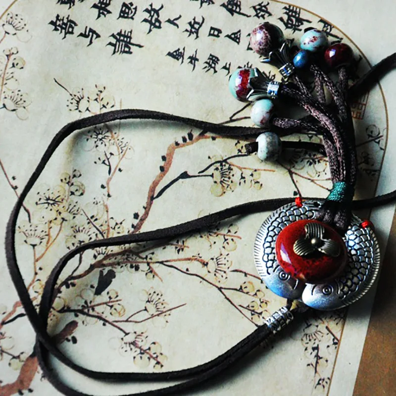 12 Pieces/Lot Ceramic Necklace For Women Jewelry Handmade Beads Tassel Double Fish Pendant Leather Rope Long Sweater Necklaces
12 Pieces/Lot Ceramic Necklace For Women Jewelry Handmade Beads Tassel Double Fish Pendant Leather Rope Long Sweater Necklaces