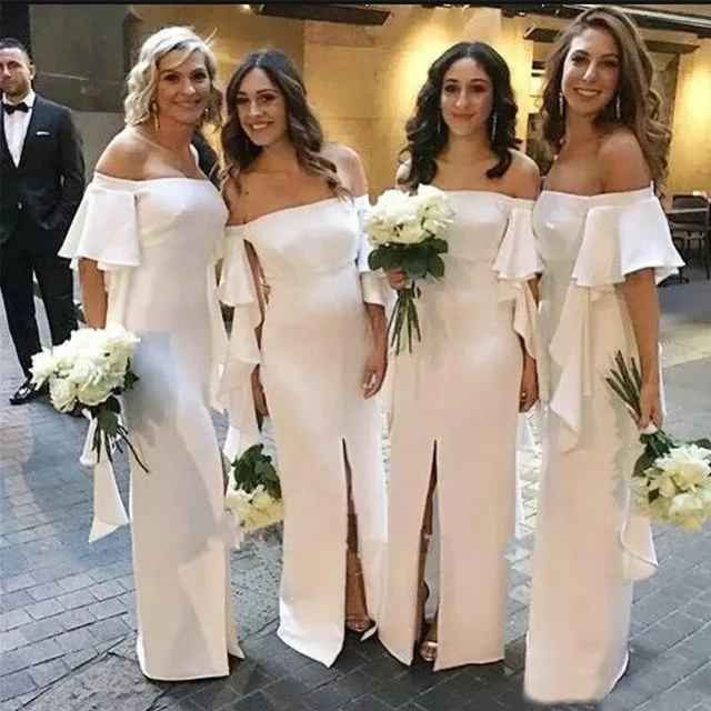 Long White Bridesmaid Dresses Boat Neck Off The Shoulder Straight Front Split Simple Wedding Party Gowns 2020 New Women Gowns
Long White Bridesmaid Dresses Boat Neck Off The Shoulder Straight Front Split Simple Wedding Party Gowns 2020 New Women Gowns