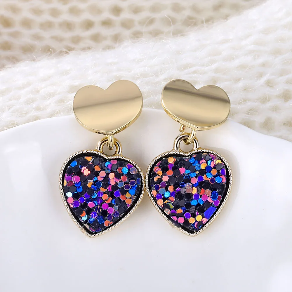 New Fashion Heart Drop Earrings Women's Geometric Mermaid Sequins Alloy 5 Color Earrings Korean Gold Love Bijoux Jewelry Gifts
New Fashion Heart Drop Earrings Women's Geometric Mermaid Sequins Alloy 5 Color Earrings Korean Gold Love Bijoux Jewelry Gifts