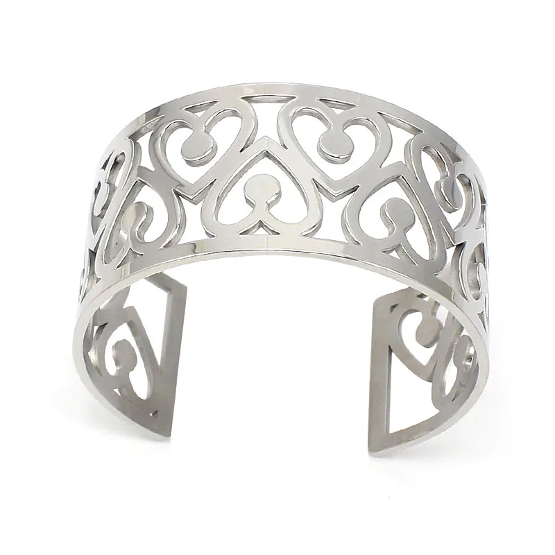 Stainless Steel Cuff Bracelets Cute Heart Hollow out Flowers Bangles For Women Femme Jewelry Wide Bracelet Bangles
Stainless Steel Cuff Bracelets Cute Heart Hollow out Flowers Bangles For Women Femme Jewelry Wide Bracelet Bangles
